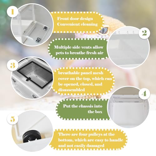 Plastic Reptile Feeding Box with Wheels (【White】)