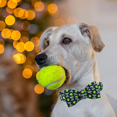 Dog Collar Balls Print Dog Collar with Bow Tie Summer Pet Collar Boy Girl Cute Bowtie Collars for Small Medium Large Dogs (Balls / Large (Pack of 1))