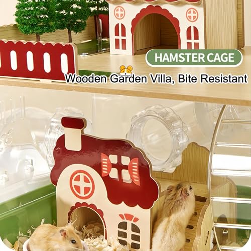 12 in 1 Clear Acrylic Hamster Cage with All Accessories (13.4"L x 10.2"W x 14.6"H / Green)