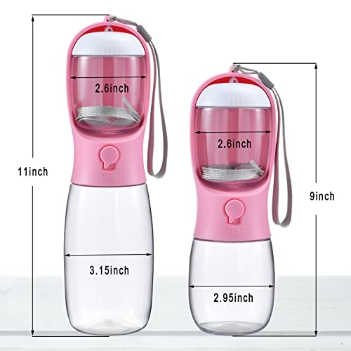 Dog Water Bottle Portable with Food Container & Filter for Travel (#11 Red / 10oz)