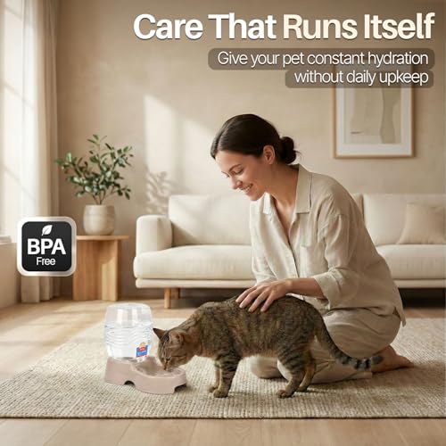 Gravity Pet Water Dispenser for Cats & Small Dogs (Beige / 0.9 L)