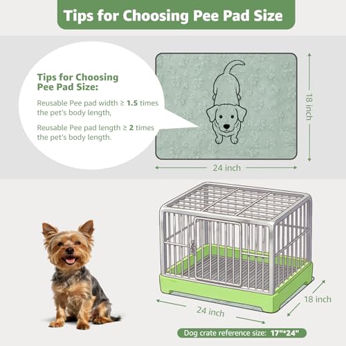 Washable Puppy Pads (Green Dog Element / 18"x24"(Pack of 2))