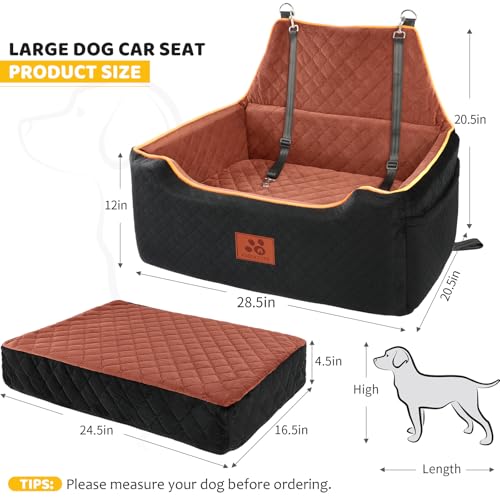 Dog Car Seat for Large (Black/Brown)