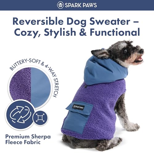 Reversible Dog Hoodie Sweater (Purple and Navy Blue / X-Large)