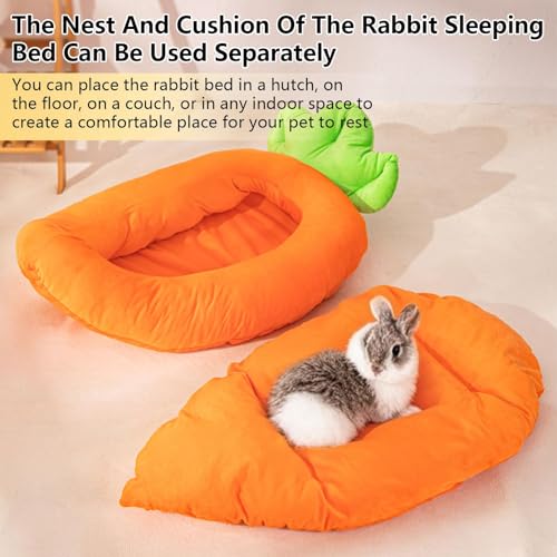 25.6x13.8In Rabbit Bed (L-Orange Carrot Shape,3PCS)