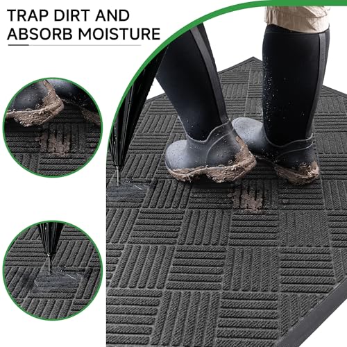 Front Door Mat (4' x 6' (Rectangular) / Grey Diamond)