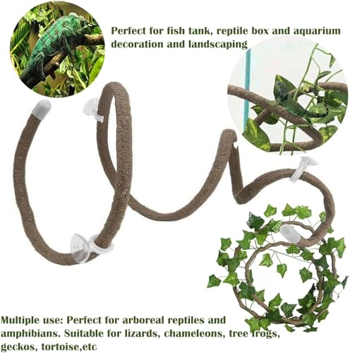 Leopard Gecko Tank Accessories. Reptile Hammock Vines Plants with Coconut Shell Ladder Hideout Hermit Crab Decor for Bearded Dragon Lizard Chameleon Crested Gecko Tortoise Snake (Small Standard Set)