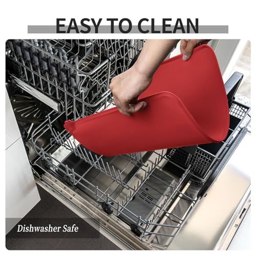 Silicone Pet Feeding Mat (Red / 18.5" x 11.5")