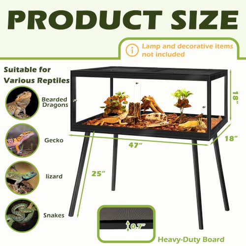 Bearded Dragon Tank with Legs (Black / 75Gallons, 47inch)