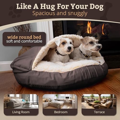 Cozy Cave Dog Bed (25.0"L x 25.0"W x 8.0"Th / Dark Chocolate)
