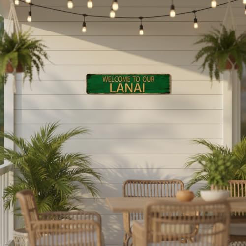 Vintage Metal Tin Sign "WELCOME TO OUR LANAI" 4''x16'' inch (sign4)