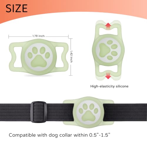 Waterproof Airtag Dog Collar Holder for Apple Air Tag (Luminous)
