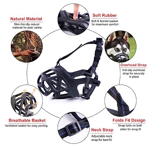 Basket Dog Muzzle for Large Medium Small Dogs German Shepherd (X-Small / Black)