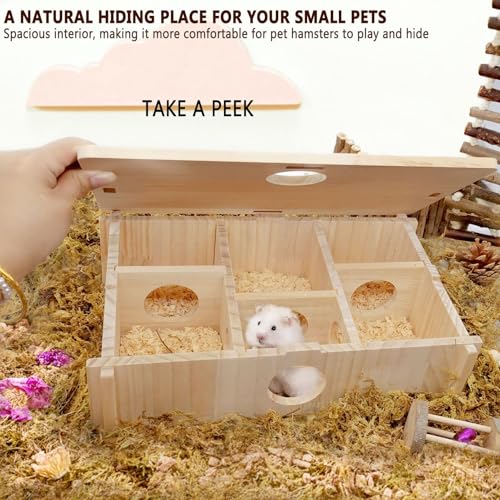 Multi Chamber Hamster Tunnel House Maze (Natural wood Hamster Maze House)