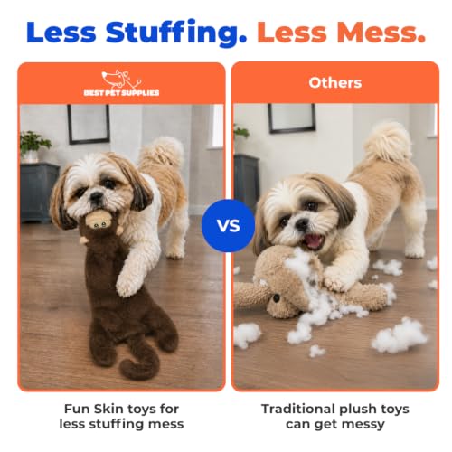 2-in-1 Stuffless Squeaky Dog Toy - Monkey, Medium (Brown Monkey / Medium)