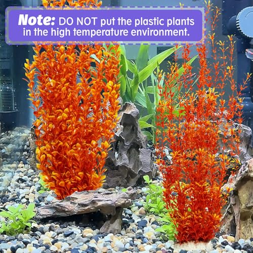 Aquarium Plastic Plants Aquarium Decor Artificial Fish Tank Plants (Orange（style A）)