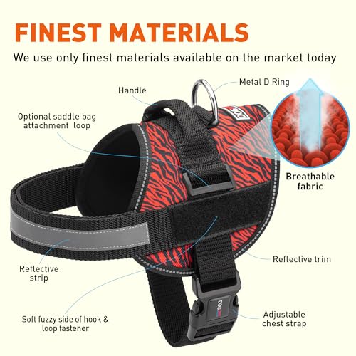 Dog Harness Reflective No (Zebra Black/Red / Girth 18" to 24")