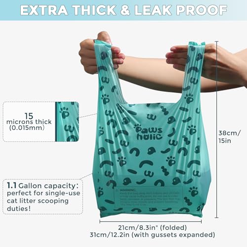 Cat Litter Disposal Bags and Dog Poop Bags with Handle (180 Count (Pack of 1) / Lavender)