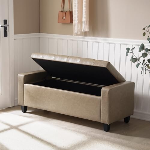 Ottoman with Storage (Khaki-pu)