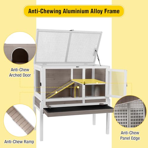 2 Story Indoor Rabbit Hutch Guinea Pig Cage with Stand ((Brown) / 36.6"L x 19.6"W x 36.6"H)