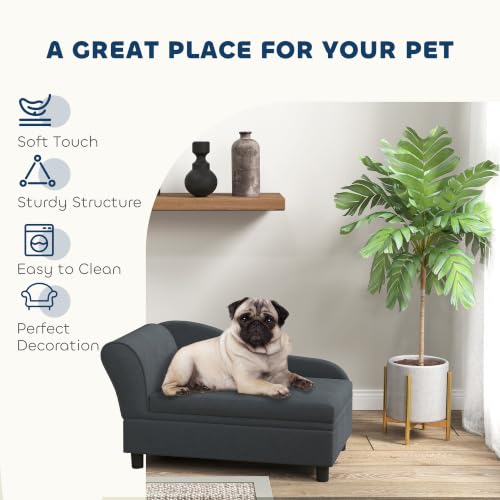 Luxury Fancy Dog Couch with Hidden Storage (Dark Gray)