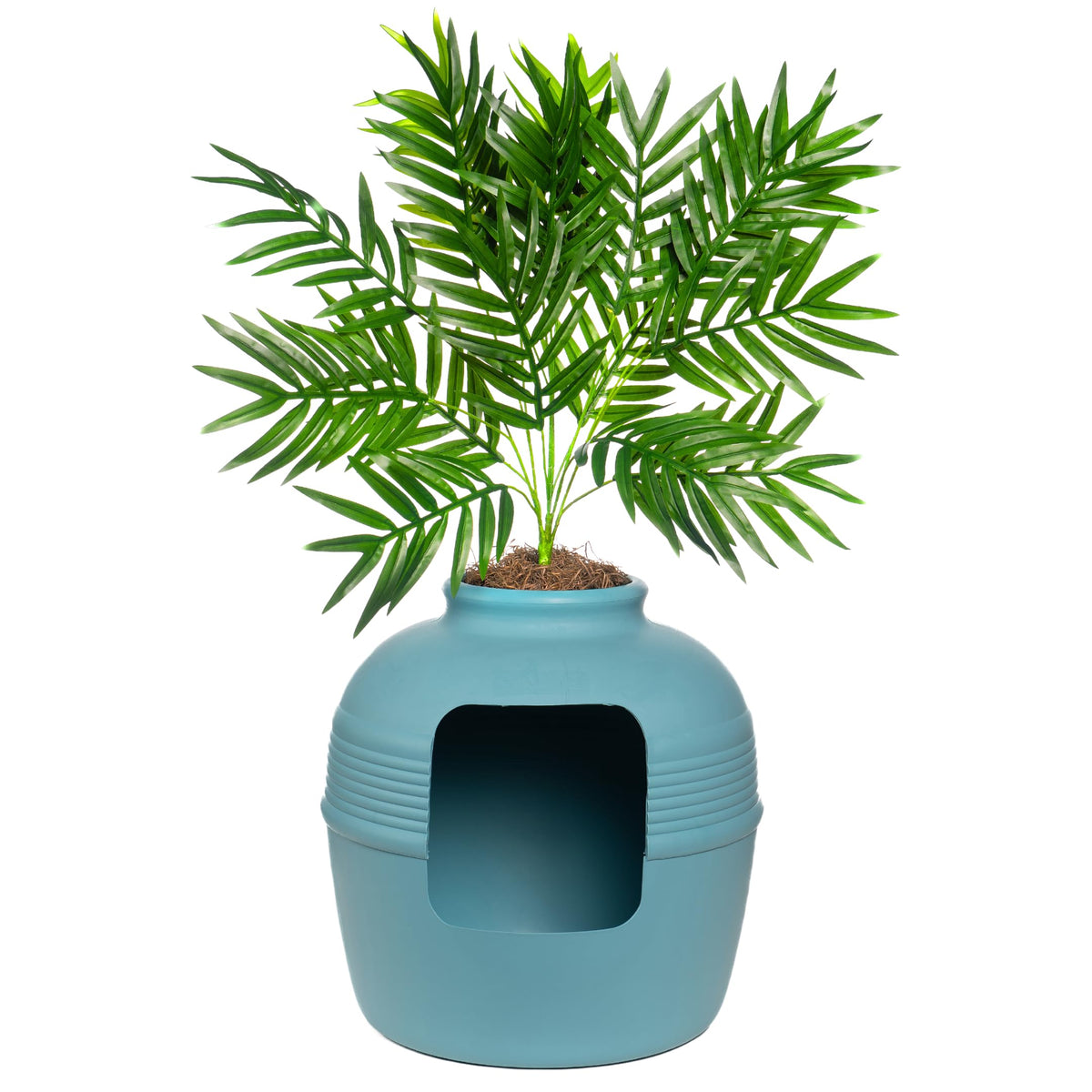 Original Hidden Litter Box Planter (Palm Plant / Base Kit / Coastal Blue)