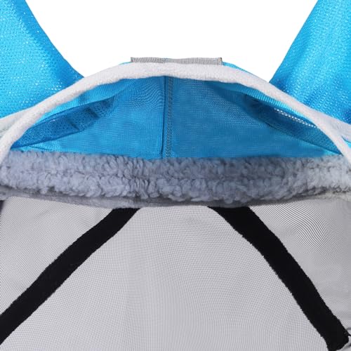 CareMaster Pro Luminous Horse Fly Mask Large Eye Space Standard with Ears UV Protection for Horse Sky Blue S Pony (Sky Blue / Small (Yearling))