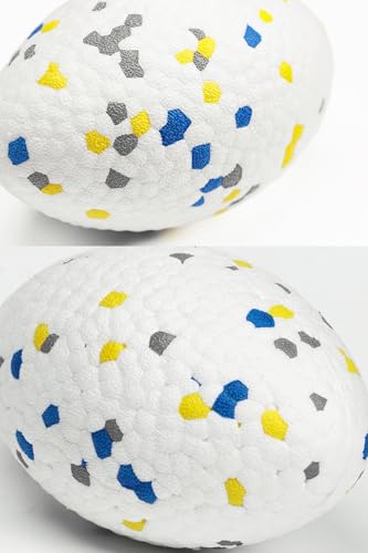 4.72" Indestructible Large Rugby Balls for Aggressive Chewers Durable Olive Bouncy Interactive Football Toy for Dogs Fetch Game Lightweight Floating Outdoor Training (White-Rugby)