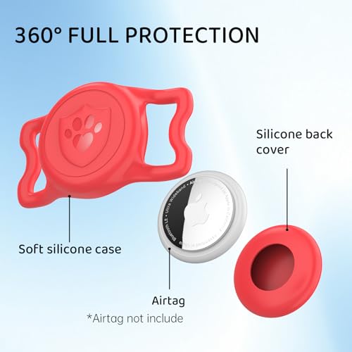 IP68 Waterproof AirTag Holder for Dog Collar (Red)