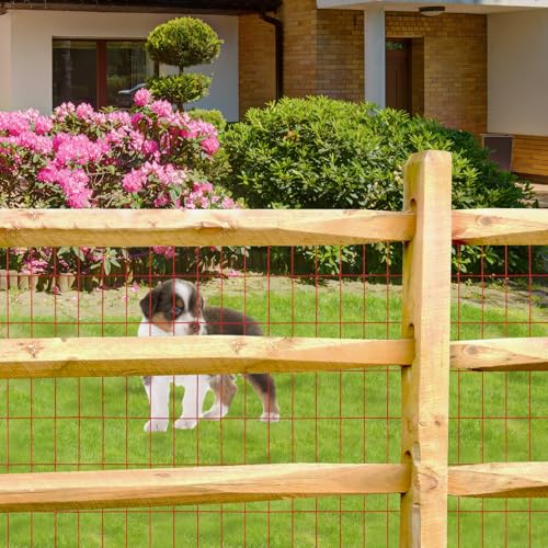 Red PVC Coated Welded Wire Fence 36" x 50' Roll (Red / 2''x4'' 14GA 36''x50')