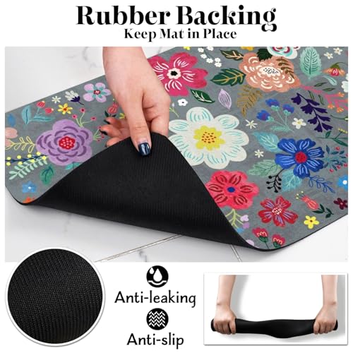 Dog Food Mats for Floors (Grey / 30"L x 17"W)