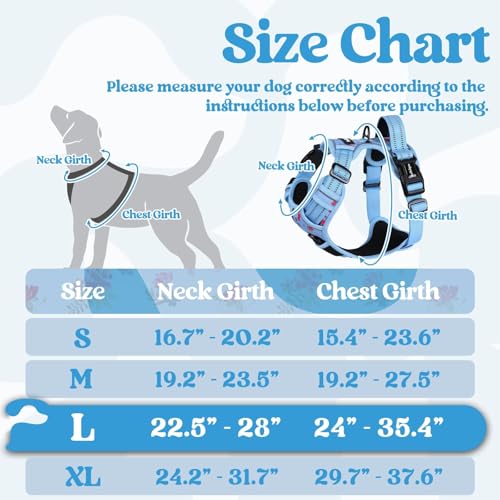 Dog Harness for Large (Floral Blue / Large)