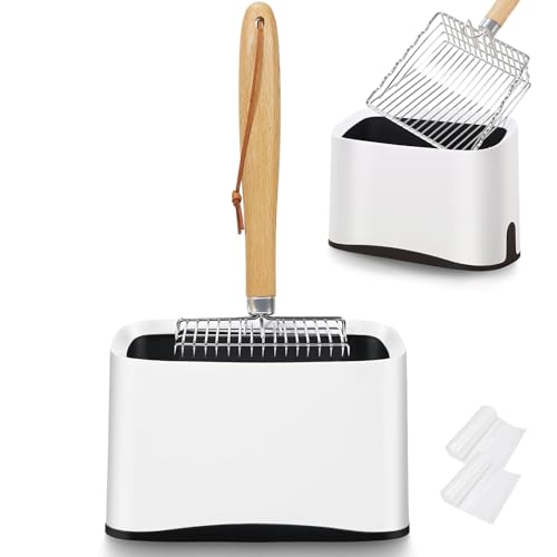 Cat Litter Scoop with Holder Stand (Long handle-9.8" with Holder)