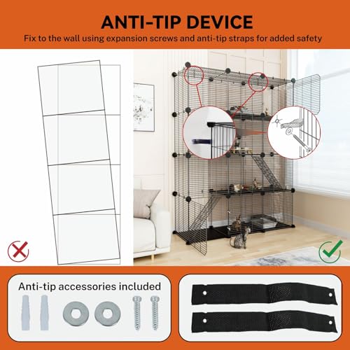4 Tier Cat Cage Indoor (Extra Large - 41.3"L x 13.8"W x 55.1"H)