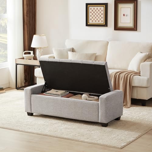 48" Ottoman with Storage (Lightgray / 19.7"D x 48"W x 16.9"H)