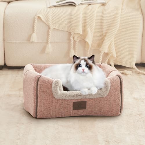 Cat Bed for Indoor Cats (L(17.5 x 17.5 x 17.5 Inch) / Pink)