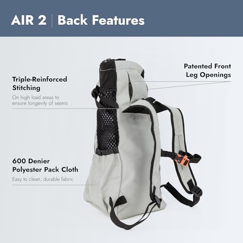 Air 2 - Large, Light Grey - Ideal for Dogs with 20-22” Back Length - Durable, Breathable Backpack-Style Carrier - Perfect for Walks, Short Hikes & Public Transportation (Light Grey / Large)