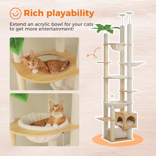 Floor to Ceiling Cat Tree (XXL(93''-101'') / Wooden Beige)