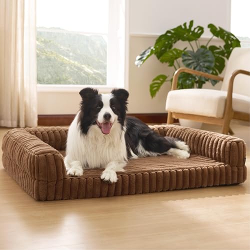 ComfyFleece® Memory Foam Orthopedic Dog Beds Large Sized Dog 35" (Camel Brown / 35.0"l X 25.0"w X 7"th)