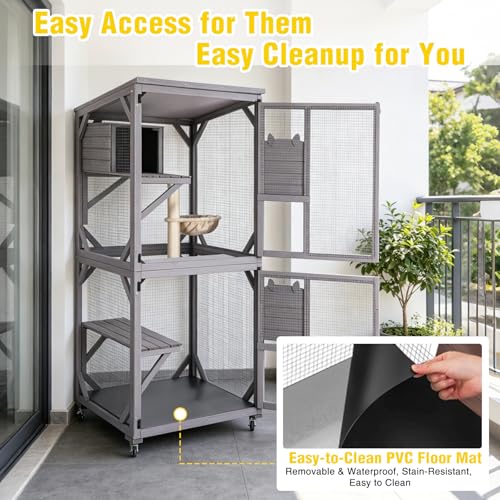 Large Catio Outdoor Cat Enclosure on Wheels