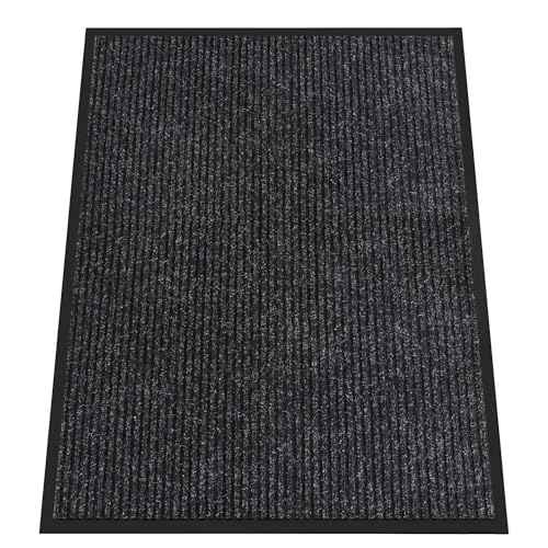 Indoor Outdoor Door Mat (Black Striped / 3' x 4' (Rectangular))