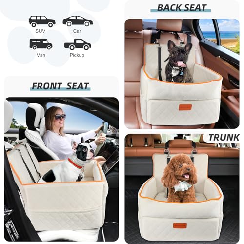 Dog Car Seat for Small Medium Dogs (White)