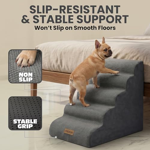 Dog Stairs for High Beds (Light Grey / Stairs 24.5"H)
