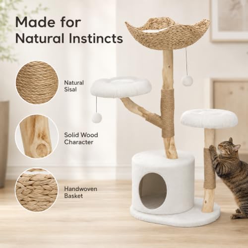 Solid Wood Cat Tree Tower (Three layer)