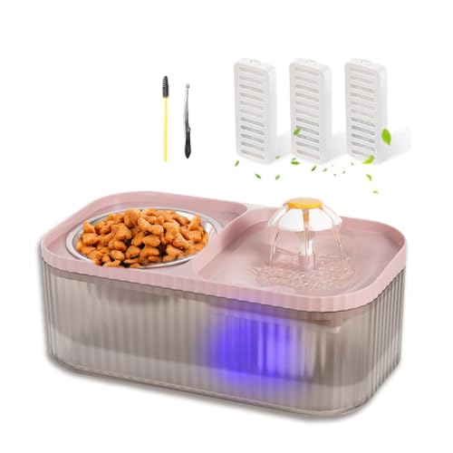 Cat Water Fountain and Stainless Steel Food Bowl