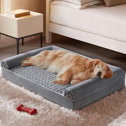 Orthopedic Washable XXL Dog Bed for Senior Dog Cozy Sleep (54"l x 36"w x 7"th / Grey)