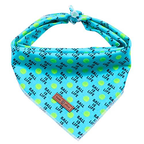 Dog Bandana Fabric Ball Dogs Kerchief for Small Medium Large Dogs (Tennis Ball / Small (Pack of 1))