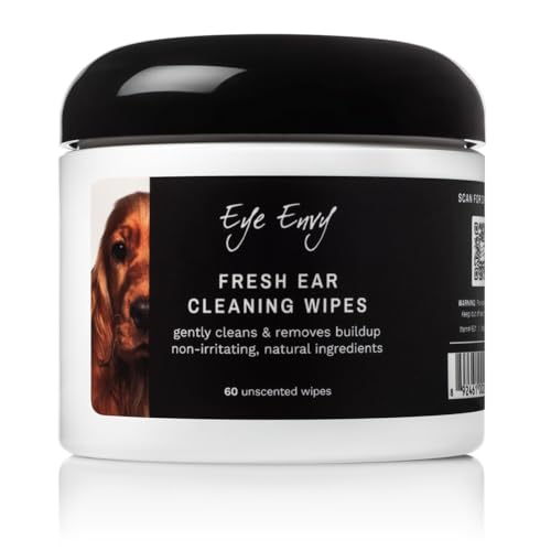 Fresh Ear Cleaning Wipes for Dogs. Made in the USA from Natural Ingredients. Unscented. Safe and Non
