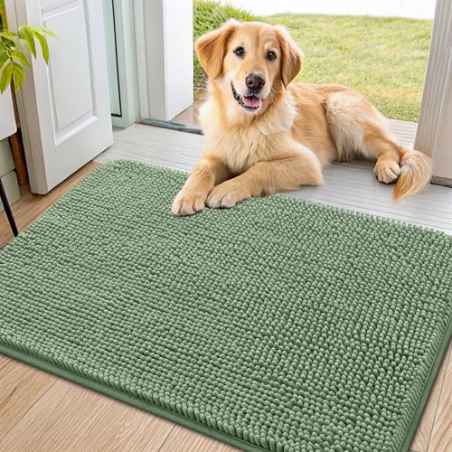 Dog Door Mat for Muddy Paws 34x21 (Olive Green / 34"X21")