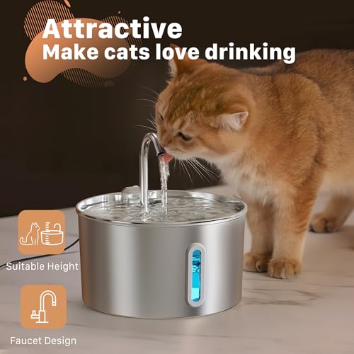 74oz Cat Water Fountain Stainless Steel for Drinking